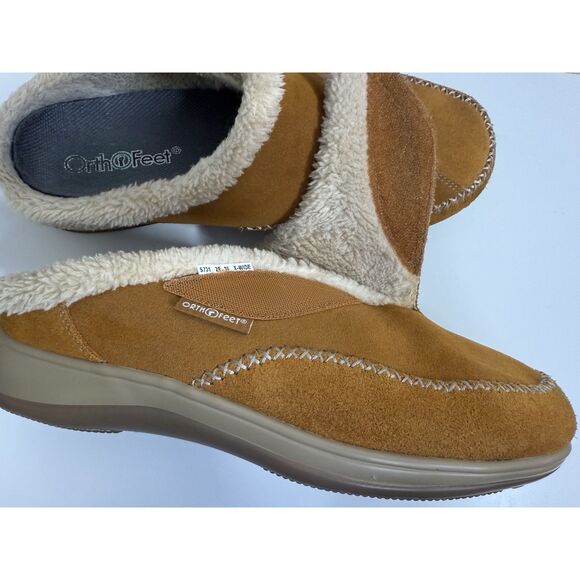 Orthofeet Charlotte Brown Slippers Womens Size 10 W X Wide 2E Arch Support - Picture 9 of 10
